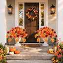 4Pcs Artificial Fall Flowers for Outdoors Fake Fall Petunias for Decoration