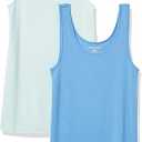 Amazon Essentials Women's Slim-Fit Tank Top, Pack of 2. Blue and Green. Size M