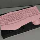 Wireless Keyboard and Mouse Combo, 2.4G Full Size Wave Keys Ergonomic Keyboard with Wrist Rest and 3-Level DPI Adjustable Wireless Ergonomic Mouse for Windows, Mac OS Desktop/Laptop/PC(Pink)