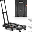SOYO Folding Hand Truck, 500lbs Heavy Duty Dolly, Portable 6 Wheels Collapsible Luggage Cart with 2 Elastic Ropes for Moving, Travel, Shopping, House Office Use, Black