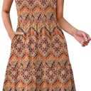 WIHOLL Summer Dresses for Women 2025 Cap Sleeve Casual Sundresses Floral Tiered Swing Babydoll Vacation Mini Dress (Small, 02 - Boho Print)