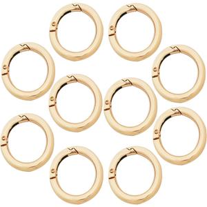 10 pcs 1.25 inch(32mm) Small Round Carabiners Clips Metal Trigger Spring O Rings Snap Hooks DIY Charms Accessory for Keychains Purses Crafts Making, Light Gold Small(1.25" Inside Diameter)