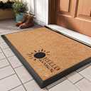 YDKGL Dirt Trapping Outdoor Welcome Mats, 24x35 Durable Non-Slip Door Mat Outside Entrance, Low Profile Easy Clean Doormat for Patio Porch Front Indoor Entryway, Brown