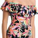 La Blanca baby-girls Off Shoulder Ruffle One Piece Swimsuit (Size 8, Black//Best Escape)