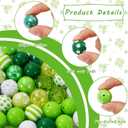2 x Whaline 50 Pcs 20 mm St. Patrick's Day Bubblegum Beads Set Mixed Green Shamrock White Green Plastic Spacer Beads for Jewelry Making Boutique Craft Supplies, Small