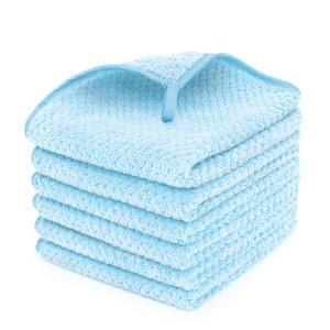 MaopaoBeauty 6 Pack Washcloth Set - Quick Drying & Absorbent Microfiber Gym Towels 13x13 inches - Lightweight & Thin Yoga Towels - Multi-Purpose Camping Towels for SPA, Hotel & Bathroom, Light Blue