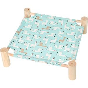 Patas Lague Cat and Dog Hammock Bed for Small Dogs, Brethable Wooden Cat Pet Rabbit Elevated Cooling Outdoor Bed Cots Furniture for All Seasons Alpaca (1 Cover)