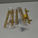 Ravinte 5 Pack 4 Inch Hole Center Gold Cabinet Handles Kitchen Cabinet Handles Brushed Brass Cabinet Pulls 6-3/8" Overall Length