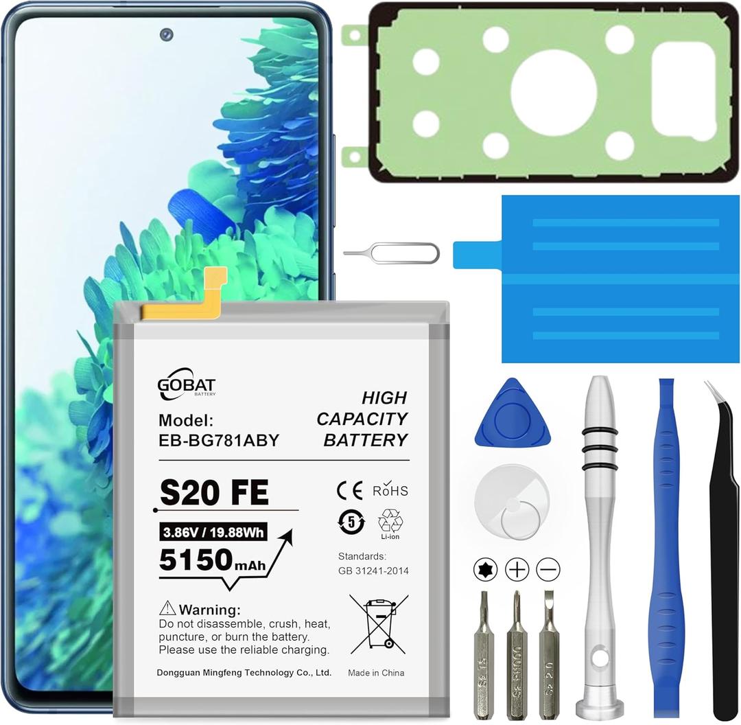 Replacement for Samsung Galaxy S20 FE Battery,5150mAh High Capacity Compatible with Samsung Galaxy S20 FE Model (SM-G781B G781U G781W SM-A526 A526B/DS A5260 A526W) with Tool Kits,EB-BG781ABY