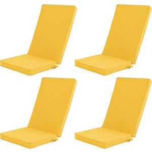 Outdoor Adirondack Chair Cushions Set of 4 - Removable Covers, Water-Repellent, Fade-Resistant, Non-Slip Bottom & Securing Straps, Universal Fit for Most Adirondack & Rocking Chairs - Yellow, 45''x20''