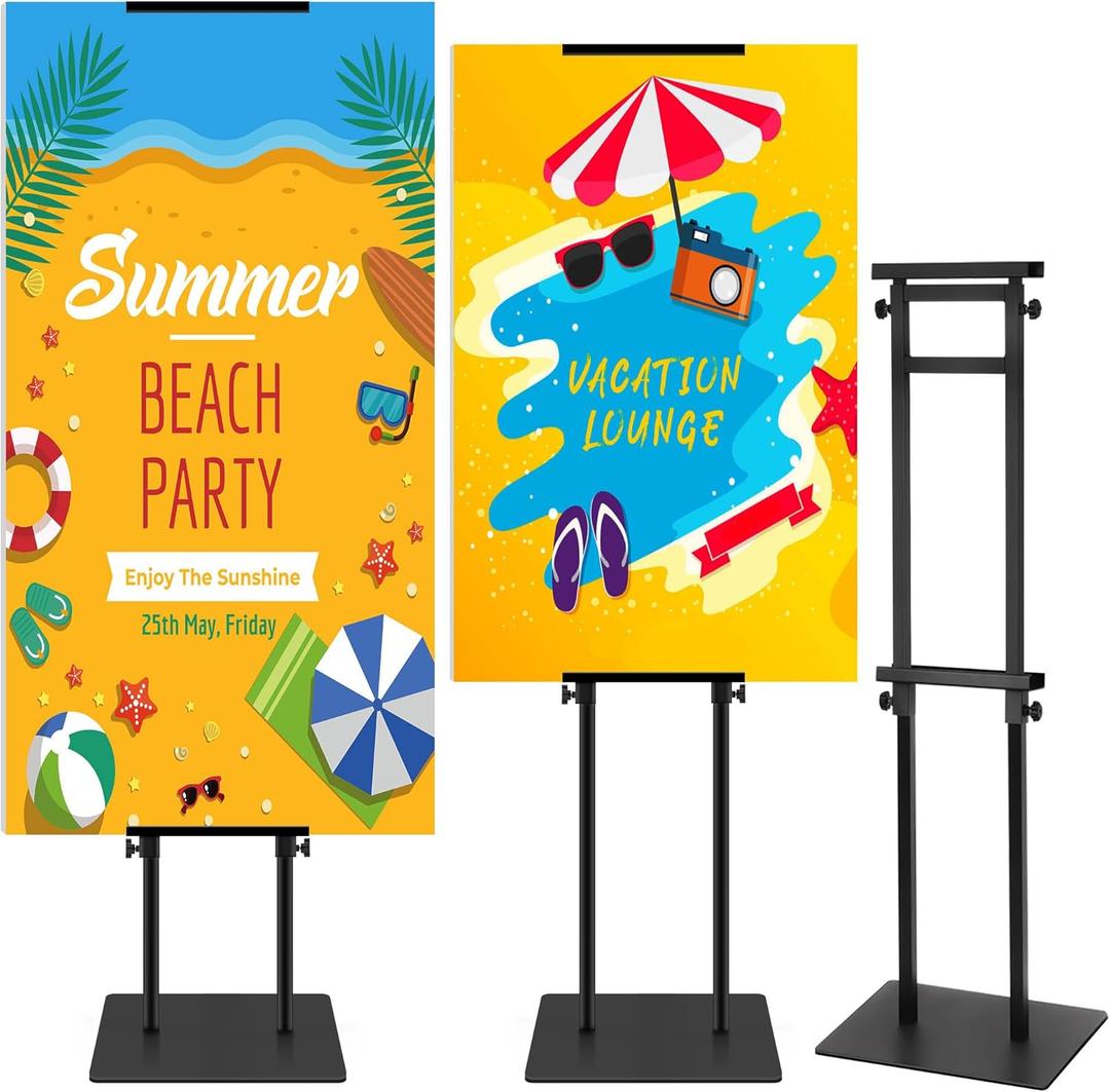 Poster Stand Heavy Duty - Adjustable Pedestal Sign Stand Double-Sided Poster Stands for Display Foam Banner, Poster Board Stand Floor Standing Sign Holder Height Up to 80 Inch, Black 1Pack (11.8" Base (3.5 lb) - 1 Pack)