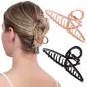 Hair Clips, Large Banana Hair Claw Clips for Strong Hold, Women's Hair Accessories, Metal Hair Grips, 2Pcs (Rose Gold, Pewter)