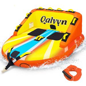 1-2 Person Inflatable Towable Tubes for Boating – Heavy-Duty Nylon Cover, EVA Foam Pads, Dual Tow Points for Easy Pulling, Patented Speed Valve for Quick Setup