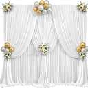 10x8ft White Backdrop Curtains for Parties Wrinkle Free Fabric Backdrop Curtain Wedding Photo Drapes Backdrop for Birthday Party Baby Shower Bridal Shower Photography Back Drop 2 Panels 5x8FT