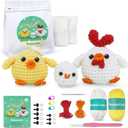 NestledCrafts Beginners Crochet Kit, Amigurumi Crochet Animal Kit, Easy Learn to Crochet with Step-by-Step Video Tutorials, 3PCS The Chick Family for Kids & Adults