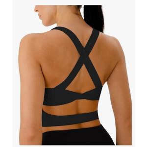 Sports Bras for Women Criss-Cross Back Padded Workout Tank Tops Medium Support Crop Tops for Women, Small