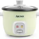 AROMA Mini Rice Cooker, 2-Cup (Uncooked) / 4-Cup (Cooked), Grain Cooker, Soup Maker, Oatmeal Cooker, Auto Keep Warm, 1 Qt, Light Green
