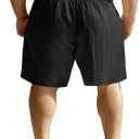 Neer 2 Pack Men's Linen Shorts Casual Lightweight Elastic Waist Summer Plus Size Vacation Beach Shorts with Pockets (X-Large, Black, Light Khaki)