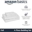 Amazon Basics Ultra-Soft Lightweight Microfiber 4-Piece Bed Sheet Set, Breathable Polyester, Flat and Fitted Sheets, Full, Plum, Printed