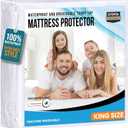 King Size Mattress Protector Waterproof, Premium 200 GSM Terry Mattress Cover, Soft & Breathable Bed Cover, Fitted Sheet Style Stretchable Deep Pockets 17" by Utopia Bedding (White)
