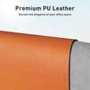 Aothia Faux Leather Desk Mat - Non-Slip PU Leather Desk Blotter, Waterproof Writing Surface, Large Desk Pad for Office & Home (Hermes Orange, 55" x 24")