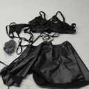 ABAFIP Women Rave Outfits Metallic Mini Skirt Cutout Crop Bra Top Choker Strappy Festival Dancewear set (Medium, Black)