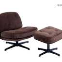 HollyHOME Modern 360°Swivel Accent Chair with Ottoman, Upholstered Comfy Reading Chair and Footstool, Fabric Lazy Chair with Soft Cushion, Lounge Sofa Chair for Living Room, Bedroom, Coffee