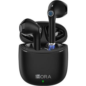1 Hora Wireless Earbuds Bluetooth 5.3, Sports Headphones Deep Bass in-Ear Earphones, Premium Sound with Charging Case, Compatible with iPhone, Android Smartphone, Tablet, Laptop (Black)