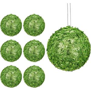 6 Pcs 4" Sequin Ornaments,Glitter Christmas Ball Ornaments, Sparkle Christmas Ornaments, Christmas Ornaments Tree Decorations Green Christmas Hanging Ball for Holiday Indoor Outdoor Decor,  6 Pcs-green