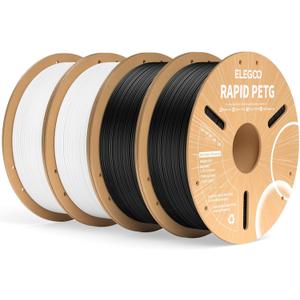 ELEGOO Rapid PETG Filament 1.75mm Black & White 4KG, High Speed 30-600mm/s 3D Printer Filament Dimensional Accuracy +/- 0.02 mm, 1kg Cardboard Spool(2.2lbs) Fits for Most FDM 3D Printers