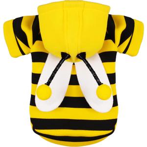 Adorable Bumblebee Halloween Costume Hoodie for Medium Dogs: Featuring Fun Wings and a Cozy Black and Yellow Sweatshirt Design, Perfect for Cosplay and Festive Celebrations! Large