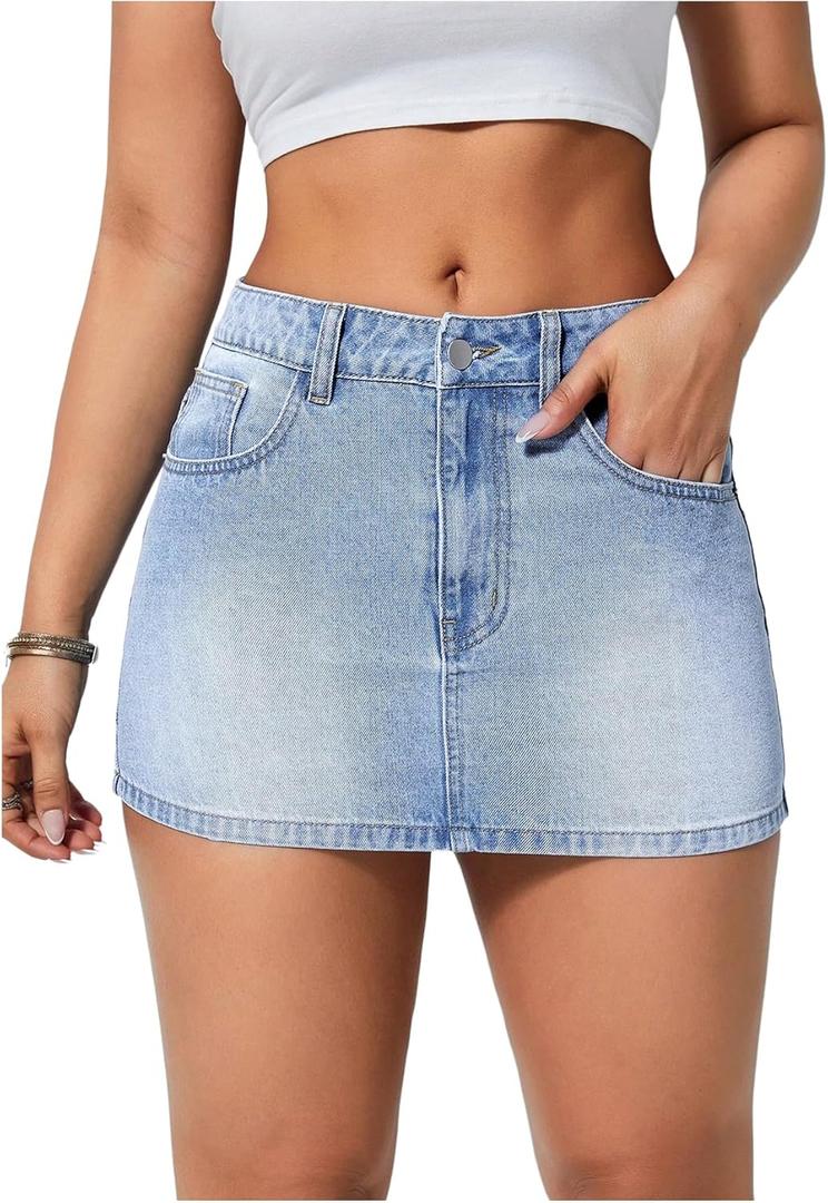 Floerns Women's Casual Mini Denim Skorts Low Waist Y2k Jean Skirt Shorts (Large) Floerns Women's Casual Mini Denim Skorts Low Waist Y2k Jean Skirt Shorts (Large)
