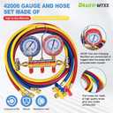 2026 Upgrade 42006 Test and Charge Manifold Set with 3-1/8" (80 mm) Gauge, for R-22/134A/404A, 1/4" to 1/4" Standard Flare Fittings with 72"(6Ft), Hvac Gauges with Colored Label and Hoses Set