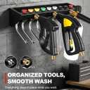 Pressure Washer Gun Holder with 1/4 Inch Quick Connector, Wall Mount Organizer for Foam Cannon, Nozzles and Extension Wands
