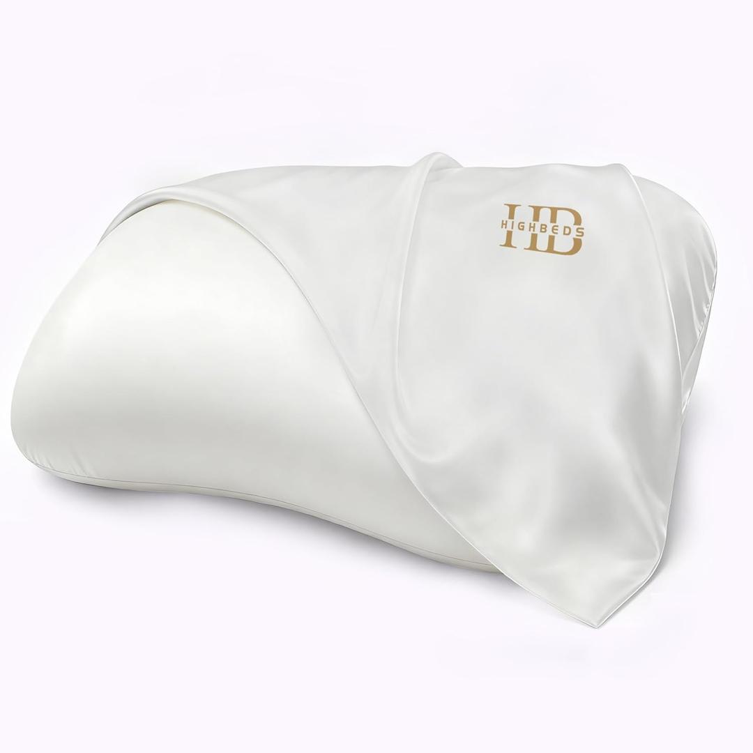 HighBeds Ice Silk Pillowcase, Super Soft and Cooling Polyester Spandex Pillow Covers 2 Pack with Zipperless Design, Ideal for Women and Men(White Pillowcase)