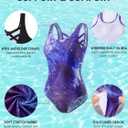 American Trends Athletic One Piece Swimsuits for Women Modest Bathing Suits Criss Cross Back Water Aerobics Swimwear (Small)