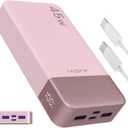 JUOVI Power Bank Fast Charging, 20000mAh 45W Portable Charger, Samsung Super Fast Charging Portable Phone Charger, USB C Power Bank for MacBook, iPhone 15 14 13 Pro Samsung S24 S23 (Pink)