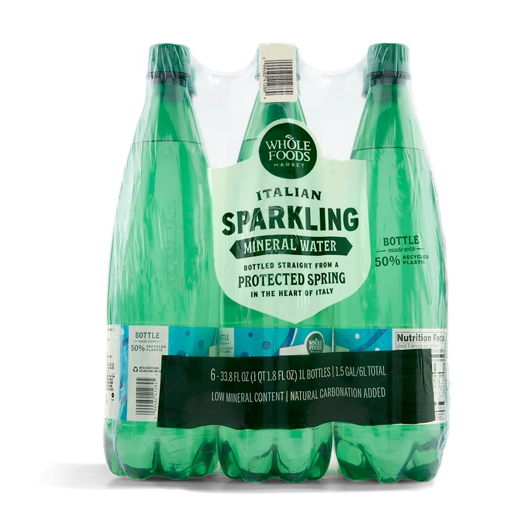 Whole Foods Market, Italian Sparkling Mineral Water 6 Pack, 33.8 Fl Oz Best By 08/29/2026