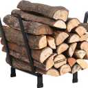 PHI VILLA 20 Inches Indoor/Outdoor Firewood Rack Fireplace Log Carriers & Holders Wood Burning Stove Accessories, Black