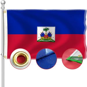 BENIX Haitian Flag 3x5ft, Durable 210D Nylon Haitianan Flag for Outdoor Display, Vivid Colors, Fade-Resistant, Heavy-Duty with Brass Grommets