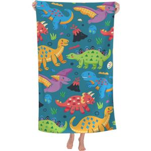 COMFAR Dinosaur Beach Towels for Boys Kids Beach Towels Bulk Toddler for Travel Pool Personalized Microfiber Oversized Quick Dry Pool Towel 30"x 60", Large
