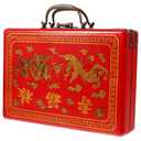 DIYEAH Wooden Chinese Mahjong Storage Case Traditional Treasure Box Mahjong TilesVintage Container 1Pc