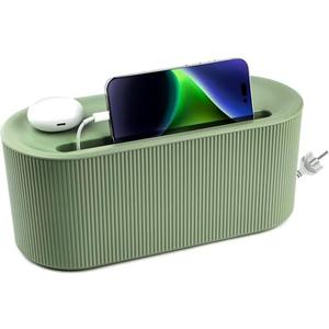 Cable Management Box,Desk Cord Organizer with Groove Cover,Plastic Cord Hider Box,Large Cable Box Organizer,Power Socket Management for TV/Computer/Router/Games Console Cable Storage (Green)