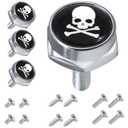 License Plate Screws Fastener Kit, Personalized 4 PCS Screws with Covers for Fastening License Plates or Frames of Cars and Motorcycles, The Perfect Addition to Your License Plate (Silver Skull-1)