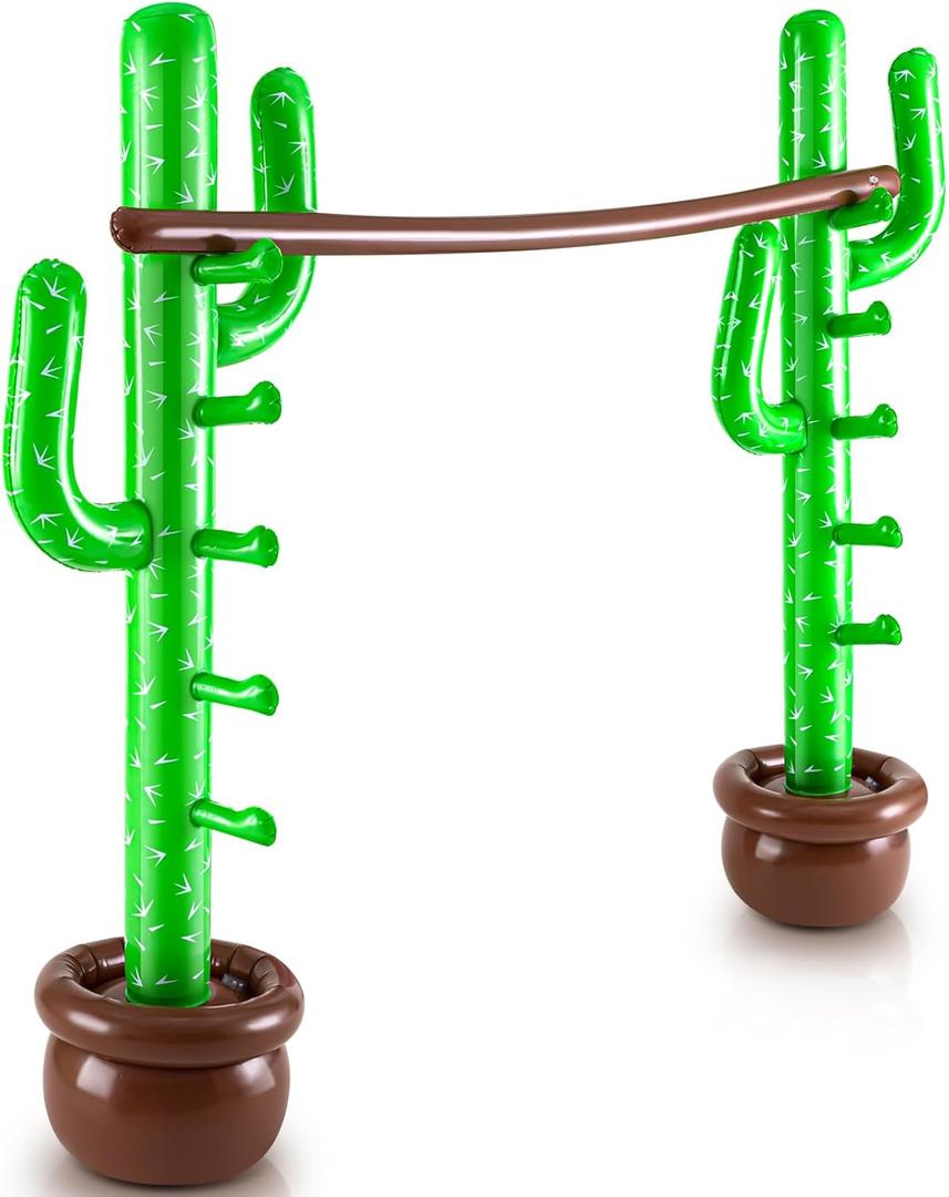 Threan Inflatable Cactus Limbo Game for Kids Adults Summer Party Games Fun Carnival Limbo Stick Engage Your Guests Inflatable Decoration for Pool Beach Outdoor Party