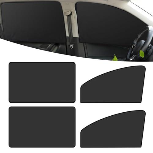 Tesnaao 4 PCS Car Side Window Sun Shade Replacement, 33CM x 48CM x 62CM Front Side Window Protectors, 80CM x 48CM Vehicle Rear Window Curtain, Universal Accessories for Most Cars (Black)