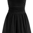 PRETTYGARDEN Summer Rompers for Women 2026 Dressy Casual Sleeveless Short Wide Leg Jumpsuits Beach Vacation One Piece Spring Outfits(Black, XS)