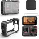 Ace Pro 2 Aluminum Metal Frame Cage Case Bag with Silicone Lens Cap Screen Protector Compatible with Insta360 Ace Pro 2 Camera Accessories Kit (Model Bundling 6)