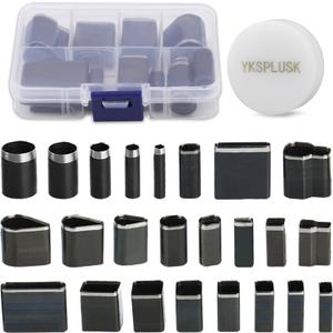 25 Pieces Leather Hole Punch Tool, Multiple Shapes Hole Punch Set for Belts, Leather Cutting Dies Kit for Handmade DIY Crafts, Hollow Punch Cutter Tool with Storage Case & Mat (24 Style)