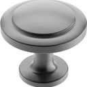 Alzassbg 5 Pack Brushed Black Nickel Cabinet Knobs, 1-1/4 Inch Diameter Round Kitchen Knobs for Cabinets and Drawers AL6012BBN